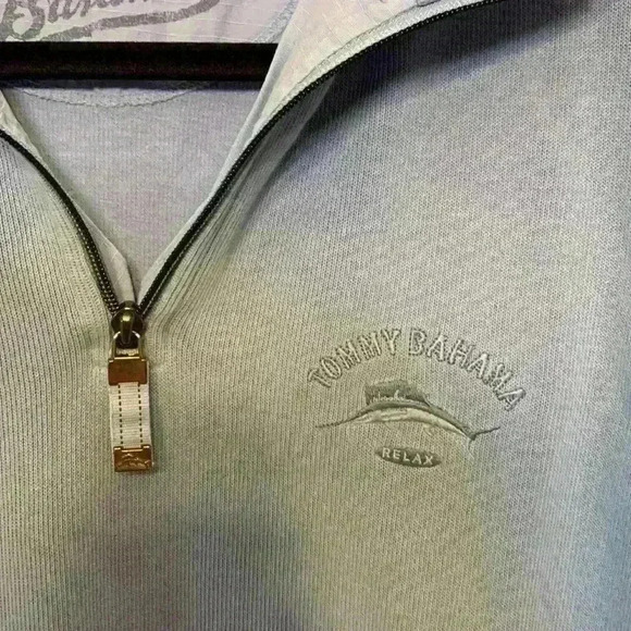 Tommy Bahama quarter zip sz M preppy casual 90s y2k old fall winter money *flaws - Picture 4 of 9